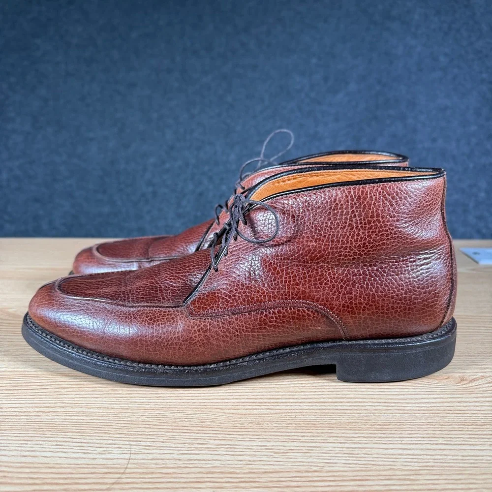 Allen Edmonds Worthington Brown Pebble Grain Leather SplitToe Chukka Boots 9.5AA